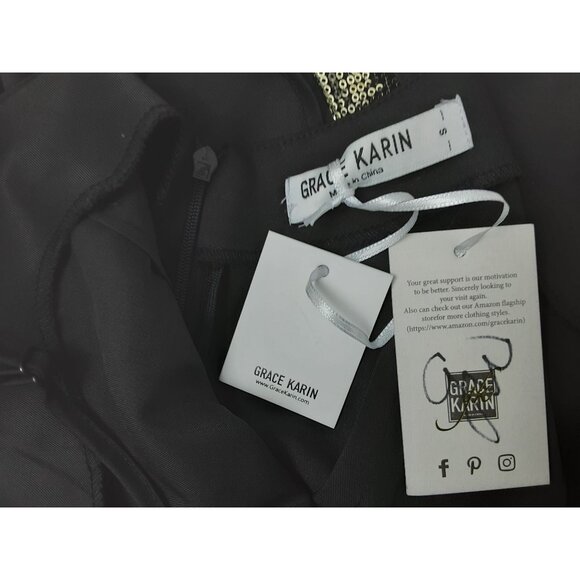 Grace Karin Womens Gold Sequin Mini Dress Cocktail Formal Party Zip Size Small - Picture 11 of 12